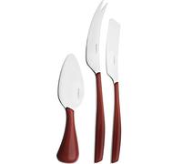 BUGATTI GLMA-021F36/3 Glamour Fenêtre Set de 3 Outils de Fromage en Boîte Rouge Marsala 16,50 x 3,5 x 26 cm
