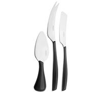 BUGATTI GLNU-021F36/3 Glamour Ménagère de 3 Pièces Couteau à Fromage SAN/Acier Noir 16 x 26 x 3 cm