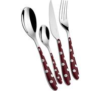 BUGATTI PSRG-014F50 Pois Ménagère de 24 Pièces Acier INOX Rouge Grenat 22 x 8 x 30 cm