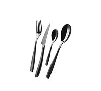 BUGATTI, Riviera, Ensemble de Couverts 24 pièces en Acier Inoxydable 18/10. Ensemble de Couverts pour 6 Personnes: 6 cuillères, 6 fourchettes, 6 Couteaux et 6 cuillères, revêtement PVD Black Diamond
