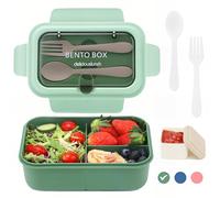 Bugucat Lunch Box 1200ML, Anti-Fuite Lunchbox Bento Box avec 3 Repas Compartiments Boîtes Bento avec Couverts, Boite a Lunch Box Adulte Enfant Pour Pique-Niques Travail École Sans BPA