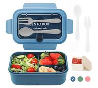Bugucat Lunch Box 1200ML, Anti-Fuite Lunchbox Bento Box avec 3 Repas Compartiments Boîtes Bento avec Couverts, Boite a Lunch Box Adulte Enfant Pour Pique-Niques Travail École Sans BPA