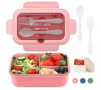Bugucat Lunch Box 1200ML, Anti-Fuite Lunchbox Bento Box avec 3 Repas Compartiments Boîtes Bento avec Couverts, Boite a Lunch Box Adulte Enfant Pour Pique-Niques Travail École Sans BPA