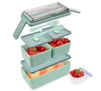 Bugucat Lunchbox,Boîte à Bento 1400ML Boîte à Déjeuner Bento Box Avec 3 Compartiments et Couverts,Boite Bento pour Chauffage au Four à Micro-ondes, Boîte à Repas en Plastique pour Enfant Adult