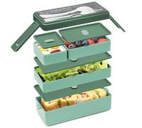 Bugucat Lunchbox,Boîte à Bento 1450ML Boîte à Déjeuner Bento Box Avec 4 Compartiments et Couverts,Boite Bento pour Chauffage au Four à Micro-ondes, Boîte à Repas en Plastique pour Enfant Adult