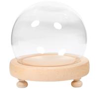 BUGUUYO 1ensemble Dome Verre Transparent avec Base Bois pour Fleurs Éternelles Décoration Créative pour Table Vitrine Et Original