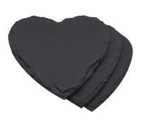 BUGUUYO 3 Pièces Assiette en Ardoise Noire de Cœur 10cm, Plat Polyvalent en Pierre Naturelle pour Restaurant Occidental ou Décoration Maison Rustique