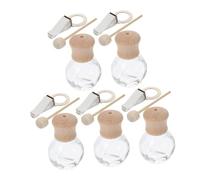 BUGUUYO 5pcs Flacons de Diffuseur D'arômes pour Voiture en Verre Clip en Bois, Diffuseur D'huile Essentiel pour Voiture, Création d'une Ambiance Relaxante, pour Homme et Femme