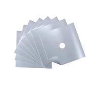 BUGUUYO 8 Pièces Couvercles de Brûleur en Tissu Enduit Argenté, Facile à Nettoyer, Trou Central Prédécoupé, Protection Réutilisable pour Plaques de Cuisson à Gaz