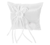 BUGUUYO Coussin Tissu Blanc D’alliances en Carré Mariage pour Cérémonie | Design Floral Romantique, Finition Délicate, Facile à Ranger Transporter