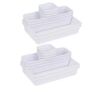 BUGUUYO Organisateur de Tiroirs 16 Pièces en Plastique Blanc 24x16x9 Cm, Boîte de Rangement Cosmétique Modulable pour Bureau et Salle de Bain, Compartiments Empilables pour
