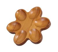 BUGUUYO Plateau à Œufs Polyvalent en Bois Naturel Marron pour 6 Œufs, Facile à Nettoyer de Fleur à 6 Pétales, pour Réfrigérateur ou Plateau Apéritif