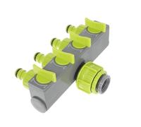 BUGUUYO Séparateur D’Eau de Jardin 4 Voies Abs Jaune, Répartiteur à Joints | Commande Individuelle des Sorties, Étanchéité Renforcée, Manifold 1 Entrée vers 4 Valves de Pulvérisation