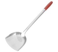 BUGUUYO Spatule de cuisine inox à manche bois longue, idéale pour la friture et la cuisson à domicile avec design antidérapant