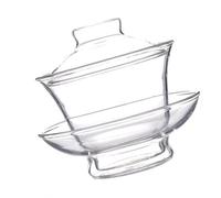BUGUUYO Tasse à Thé en Verre avec Couvercle, Bol Épais pour Infusion | Service à Thé de Style Chinois, Verre Transparent, Décoration de Théière, Rétention de Chaleur, Bureau Propre