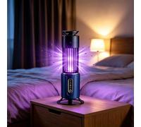 BugyTrapox Anti Moustique Lampe, Piège à Moustique Électrique UV，Bleu | Piège à Moustique UV 360°, rechargeable ou secteur, mural ou sur table, avec minuteur 2/4/6H et veilleuse chaude