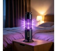 BugyTrapox Anti Moustique Lampe, Piège à Moustique Électrique UV，Gris | Piège à Moustique UV 360°, rechargeable ou secteur, mural ou sur table, avec minuteur 2/4/6H et veilleuse chaude