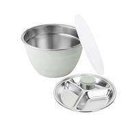 Buhygn Ensemble de saladiers en acier inoxydable, design léger et réutilisable, 20 x 9,8 cm, ensemble de bols de préparation du déjeuner, nœud de stockage des aliments, couvercle sécurisé, pour la