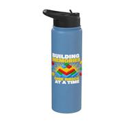 Building Memories One Brick at A Time Brick Builder Blocks Stainless Steel Insulated Water Bottle