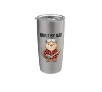 Built By Dad Carpentry Humour Joke Funny Citation Beaver Gobelet isotherme en acier inoxydable double paroi