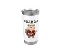 Built By Dad Carpentry Humour Joke Funny Citation Beaver Gobelet isotherme en acier inoxydable double paroi