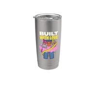 Built With Love Woman In Humour Femme Ouvrière du bâtiment Gobelet isotherme en acier inoxydable double paroi