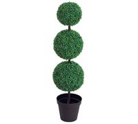 Buis artificiel - Outsunny - topiaire artificielle en forme de boules décoration - plastique - Ø 30x112cm - vert