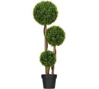 Plante artificielle - HOMCOM - buis avec 3 boules feuilles bambou pot inclus réalisme - plastique - 110 cm - vert
