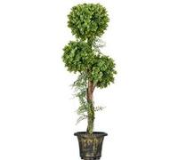 HOMCOM Plante Artificielle Arbre 3 Boules de buis avec Pot Ciment, intérieur et extérieur, Hauteur 115 cm