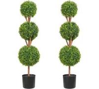 VEVOR Buis Topiaire Artificiel 122 cm Boule de Buis Artificiel Extérieur 2 Fausses Plantes 10 Feuilles Remplaçables 2 Lumières LED Sans Batterie pour Décoration Intérieur Jardin Terrasse Balcon Entrée