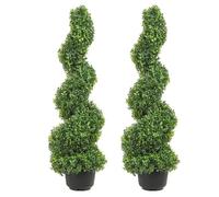Buis Topiaire Artificiel - VEVOR - Topiaire Artificielle Spirale 2 Plantes Déco 91cm 10 Feuilles Remplaçables