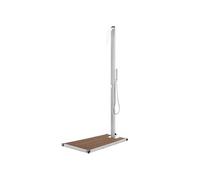 vidaXL Douche de jardin avec plaque de sol brune 225 cm acier inoxydable