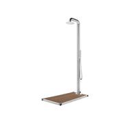 vidaXL Douche de jardin avec plaque de sol brune 230 cm acier inoxydable