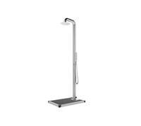 vidaXL Douche de jardin avec plaque de sol grise 230 cm acier inoxydable