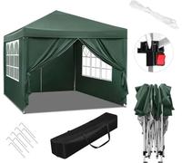 BukkitBow - Tente de réception avec parois latérales - tente pliable - imperméable et résistant aux intempéries - pavillon de jardin - 300 x 300 cm - Vert