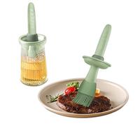 BULANGDE Bouteille Huile Olive Verre 200ml avec Pinceau Cuisine Silicone,Sauce Basting Brush Résistant Chaleur Patisserie Barbecue Cuisson Alimentaire,Oil Bottle Flacon Recipient Distributeur (Vert)