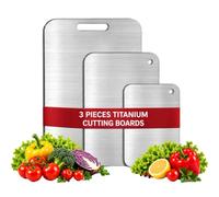 BULAWAN Lot de 3 Planches à Découper en Titane: Planche a Decouper Inox | Planche Titane Cuisine Planche à découper en titane double face de qualité alimentaire pour Viande Fruits Fromage et Légumes