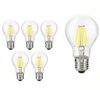 Bulbright 6PACK A60 4W LED Ampoule de Filament Forme classique sphérique,220V E27 Culot, Blanc Froid 6000K, Angle de Faisceau 360°, Equivalent à 40 Watt
