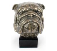 Buldog anglais - buste de chien, grande sculpture, tête de chien sur socle en pierre, décoration de bureau de la marque Art-Dog