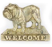 Buldok - plaque de porte avec chien, plaque de bienvenue en laiton, plaque exceptionnelle avec l'inscription « Welcome » de la marque Art-Dog