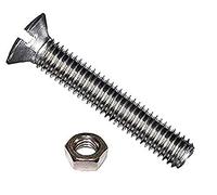Bulk Hardware BH02522 Vis d'assemblage à tête fraisée/fente avec écrou plaquée au zinc brillant, Set de 100 Pièces
