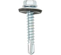 Bulk Hardware BH04079 Vis auto perceuse à tête hexagonale plaquée au zinc avec rondelle collée, 5,5 x 32 mm, Set de 100 Pièces