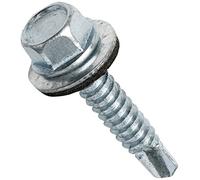 Bulk Hardware BH04086 Vis auto perceuse à tête hexagonale avec rondelle collée ZP, 6,3 x 25 mm, Set de 20 Pièces
