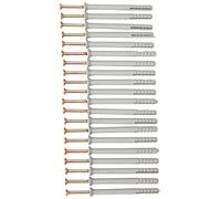 Bulk Hardware BH05917 Lot de 20 vis avec chevilles en nylon M6 70 mm, blanc, BH05917