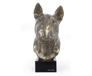 Bull Terrier - buste de chien, grande sculpture, tête de chien sur socle en pierre, décoration de bureau de la marque Art-Dog