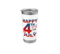 Bull Terrier Dog American Flag Glasses Happy 4th Of July Gobelet isotherme en acier inoxydable double paroi
