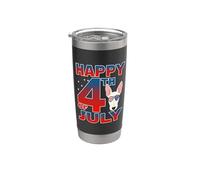 Bull Terrier Dog American Flag Glasses Happy 4th Of July Gobelet isotherme en acier inoxydable double paroi