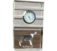 Bull Terrier - horloge en verre avec photo, photo de chien en cristal, horloge sur pied personnalisée pour bureau de la marque Art-Dog