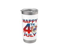 Bulldog Dog American Flag Glasses Happy 4th Of July Gobelet isotherme en acier inoxydable double paroi