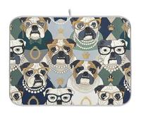 Bulldog Pearl Tapis de séchage réversible en microfibre pour comptoir de cuisine 45,7 x 61 cm